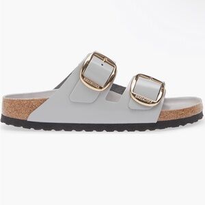 New Birkenstock leather Gray Sandals with big Buckles made in Germany size 41/10